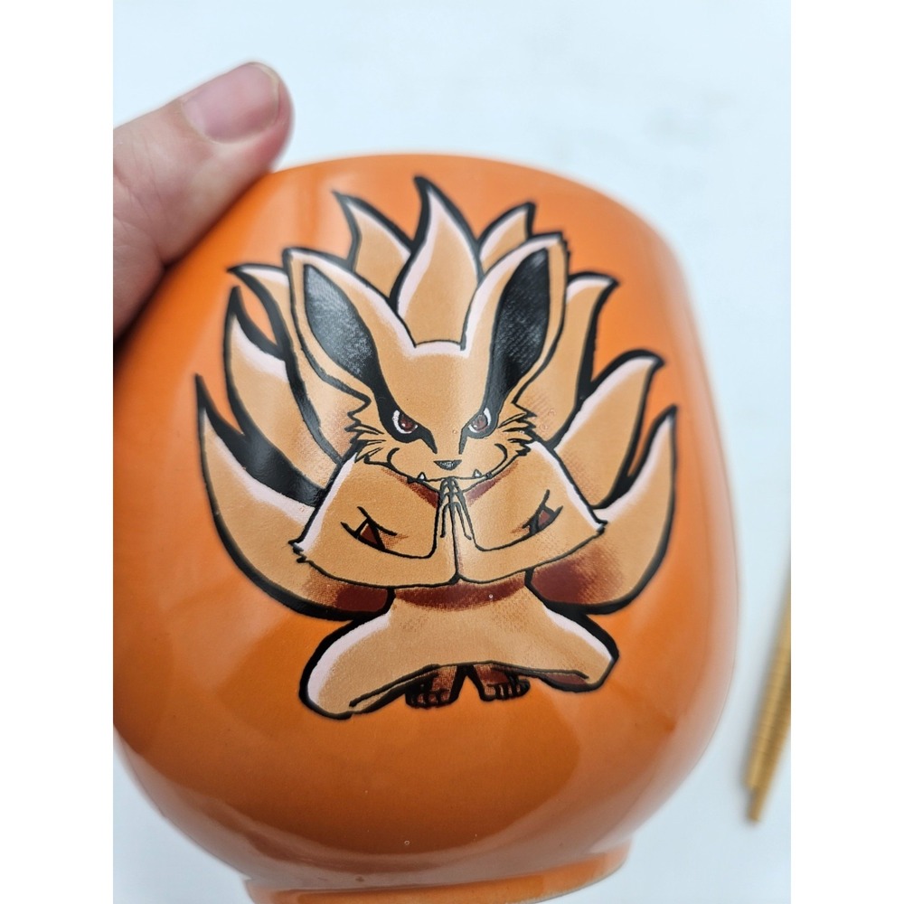 Naruto Shippuden Kurama Nine Tails Ramen Bowl Chopsticks CultureFly Orange - Picture 6 of 6